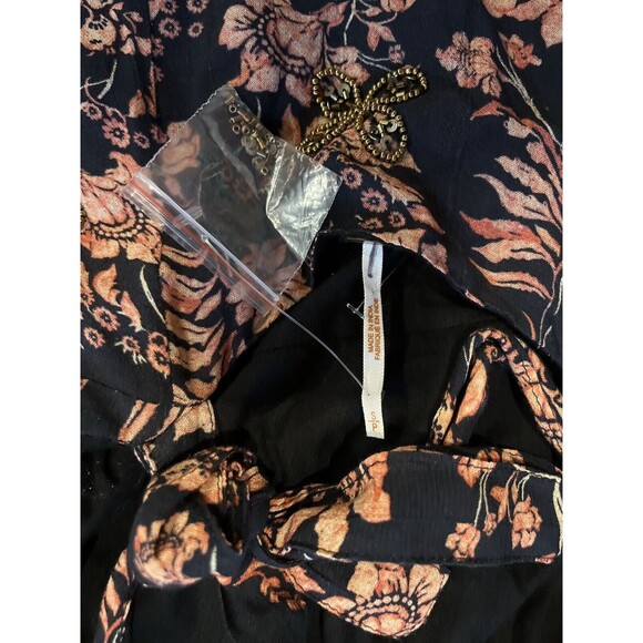 Free People women Made Ya Look Short Mini Dress sz Small Floral Embellished Bead - Picture 9 of 13
